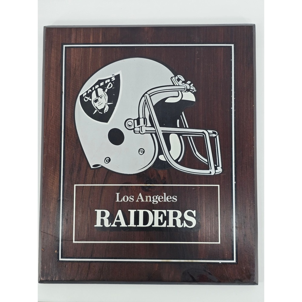 Vintage Los Angeles Raiders Wood Plaque NFL Football Helmet Wall Decor Sign 80s